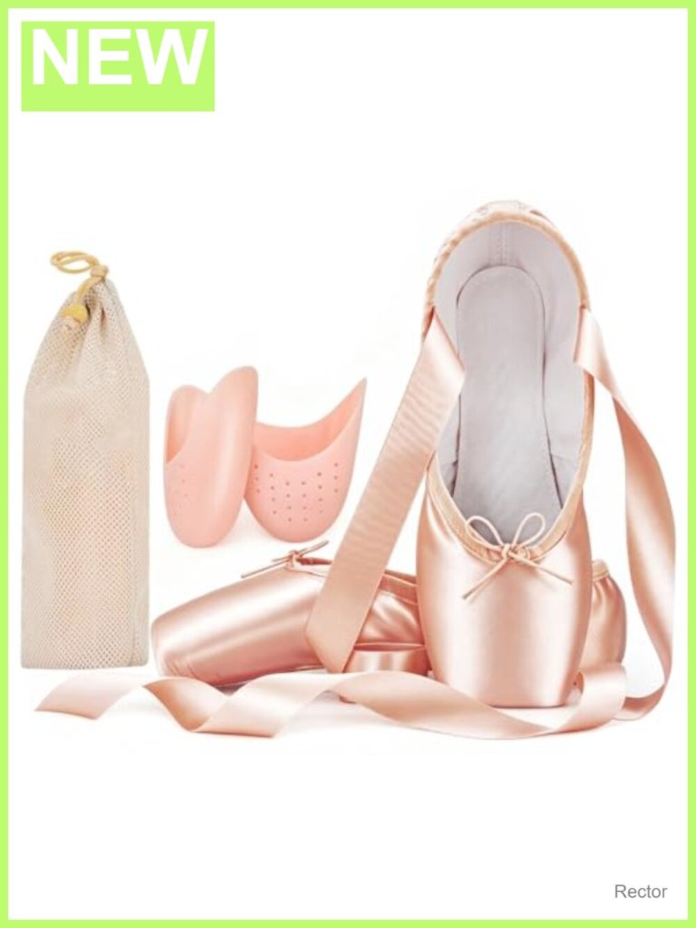 Adult Ballet Pointe Shoes with Toe Pads and Mesh Bag for Women